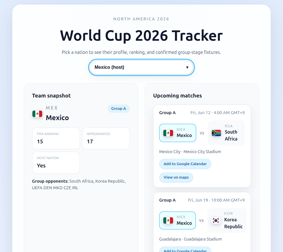 World Cup 2026 Tracker preview